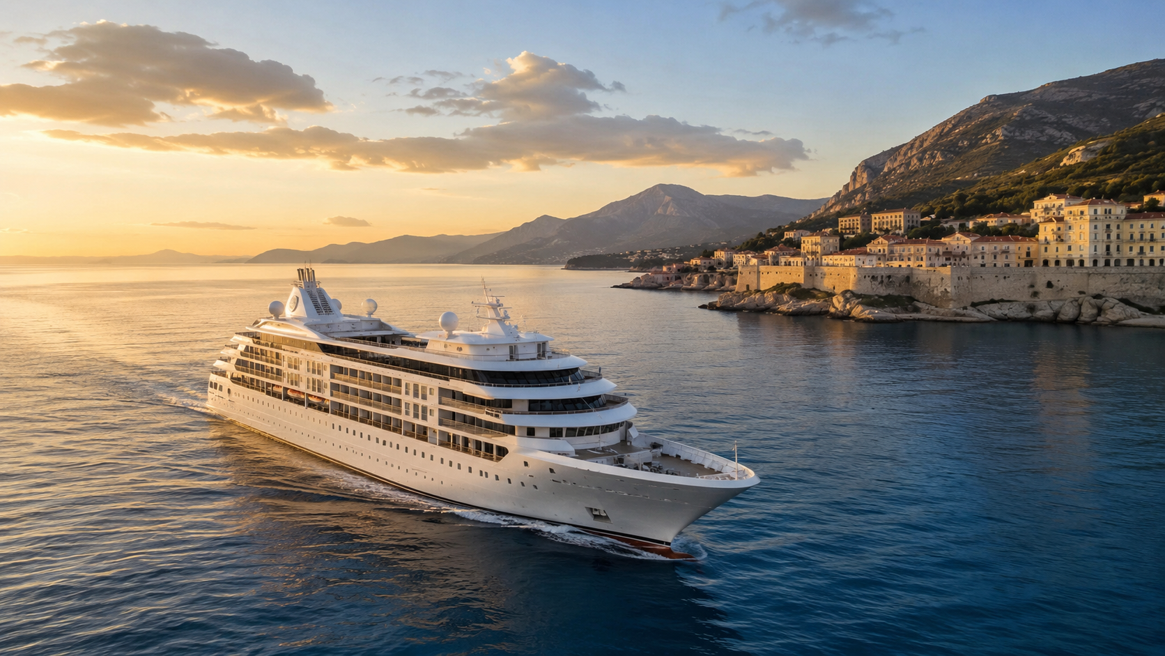 Luxury cruise ship sailing